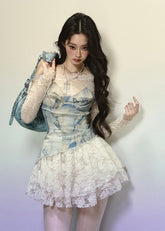 Elegant Off-Shoulder Lace Midi Dress
